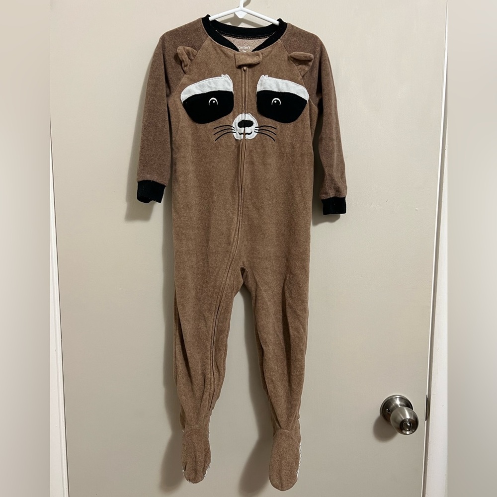 Used Carter’s 3t fleece Raccoon footie pajamas